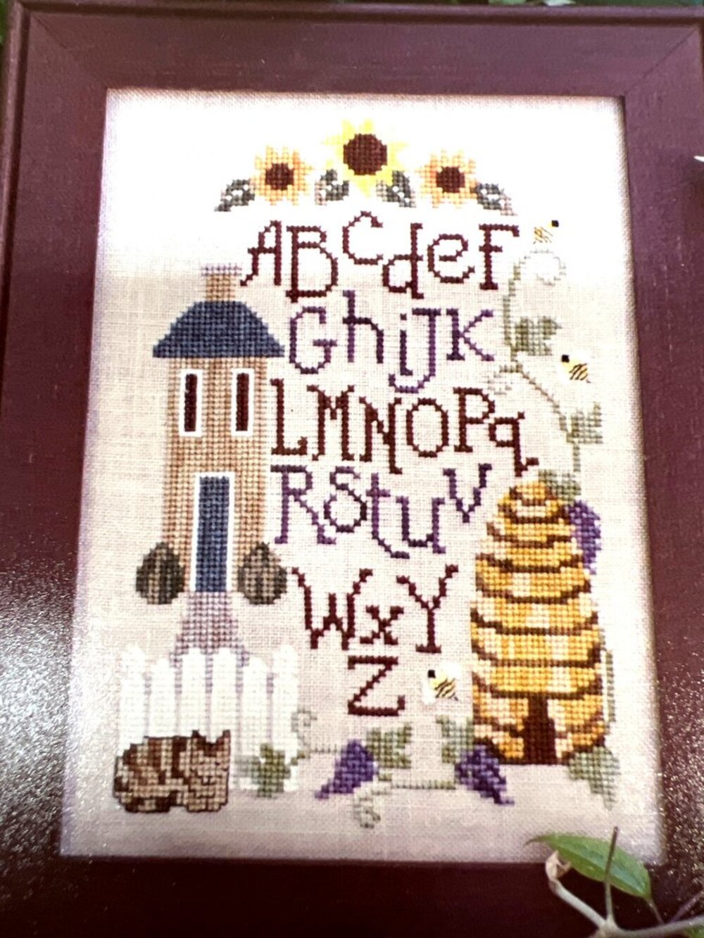 Waxing Moon Designs Summer Sampler Cross-Stitch Pattern Alphabet Sunflower Bee